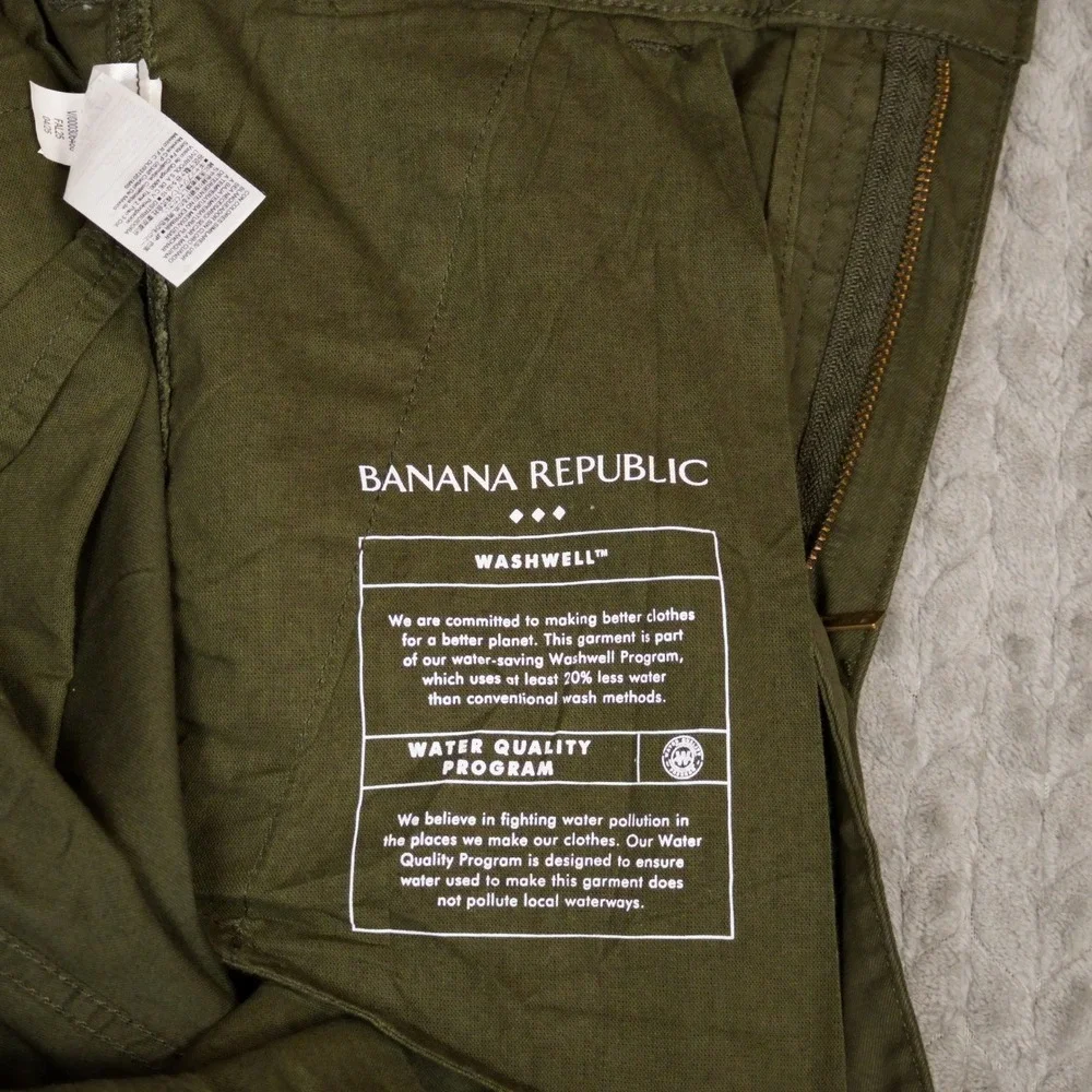 Banana Republic Cargo Pants Mens 34x36 Olive Green Lived-In Slim Straight Cotton
